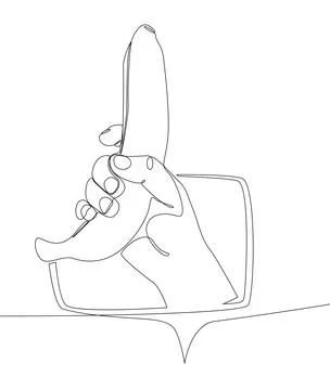 One continuous line of speech bubble with Banana. Thin Line Illustration ve.. Stock Illustration