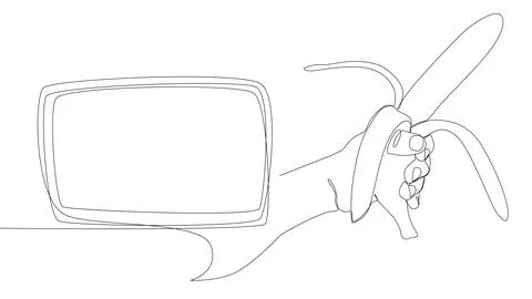 One continuous line of speech bubble with Banana. Thin Line Illustration ve.. Stock Illustration