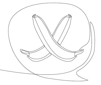 One continuous line of speech bubble with Banana. Thin Line Illustration ve.. Stock Illustration