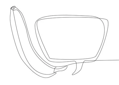 One continuous line of speech bubble with Banana. Thin Line Illustration ve.. Stock Illustration
