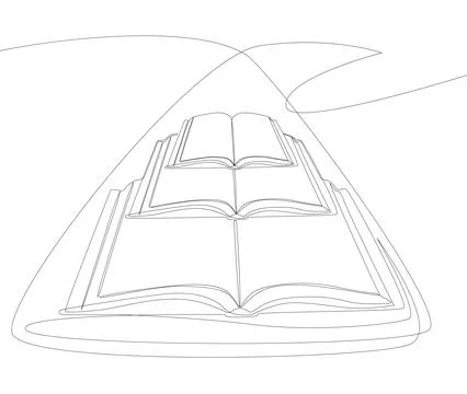 One continuous line of speech bubble with Book. Thin Line Education Illustr.. Stock Illustration