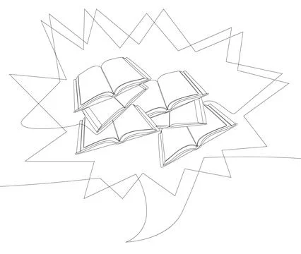 One continuous line of speech bubble with Book. Thin Line Education Illustr.. Stock Illustration