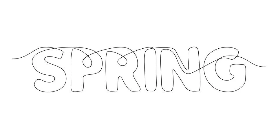 One continuous line of Spring word. Thin Line Illustration vector concept. .. Stock Illustration
