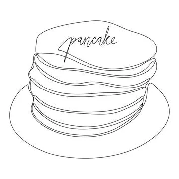 One continuous line of Stack of pancakes. Thin Line Illustration vector con.. Stockillustratie