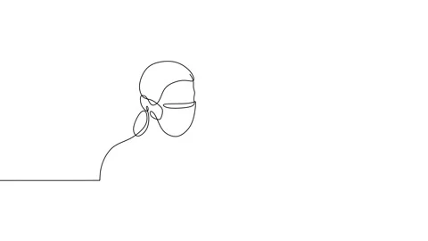 One continuous line of woman using surgical mask preventing covid 19 Stock Footage 227105202