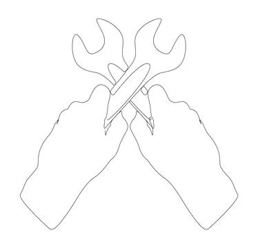 One continuous line of Wrench. Thin Line Illustration vector Work Tool conc.. Stock Illustration