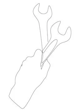 One continuous line of Wrench. Thin Line Illustration vector Work Tool conc.. Stock Illustration