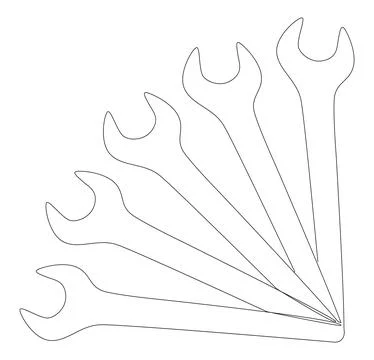 One continuous line of Wrench. Thin Line Illustration vector Work Tool conc.. Stock Illustration