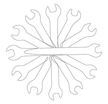One continuous line of Wrench. Thin Line Illustration vector Work Tool conc.. Stock Illustration
