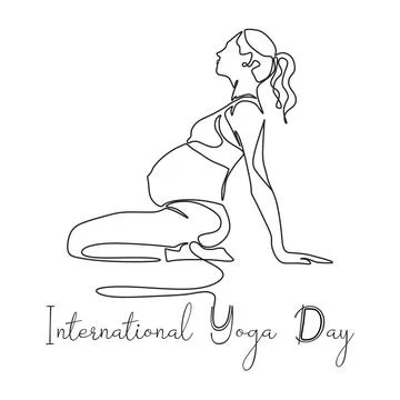 One continuous single drawing line Vector illustration of yoga pose for pregn Stock Illustration