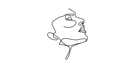 One continuous single drawn art line minimalism doodle character portrait young  스톡 동영상 147971995