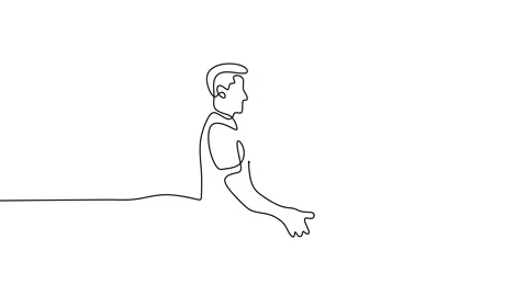 One continuous single drawn art line minimalism doodle a farmer holding plant Stock Footage 227453341