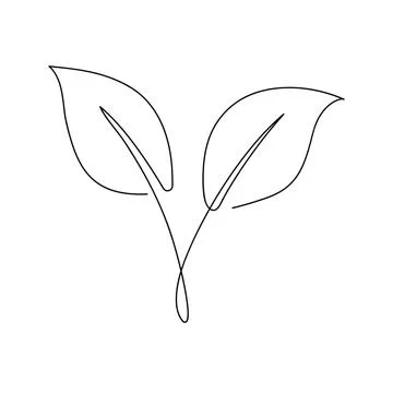 One continuous single line art leaves.Vector illustration Stock Illustration