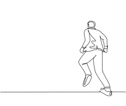 One continuous single line drawing of energetic male manger doing jogging Stock Illustration
