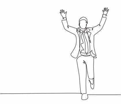 One continuous single line drawing of young happy businessman Stock Illustration