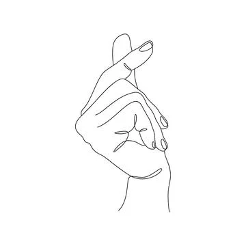 One continuous Valentine single drawing line art doodle hand show heart mini Stock Illustration
