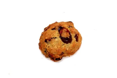 One cookie with berries on a white background Stock Photos