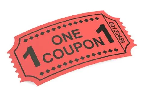 One coupon, ticket. 3D rendering Stock Illustration