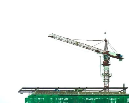 One crane on the under construction building Stock Photos