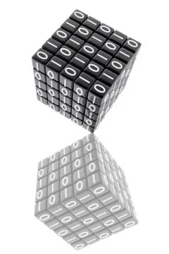 One cube with binary numbers Stock Illustration