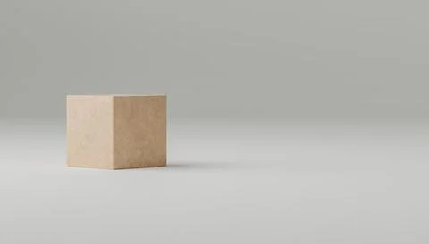 One cube with blank edges on grey background. single block with empty faces f Stock Illustration