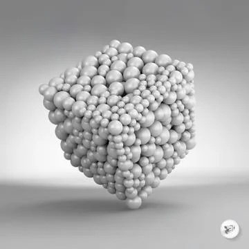 One cube formed by many spheres. 3d vector illustration Stock Illustration