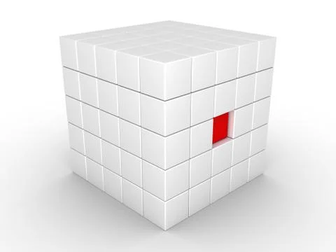 One cube is pressed inwards Stock Illustration