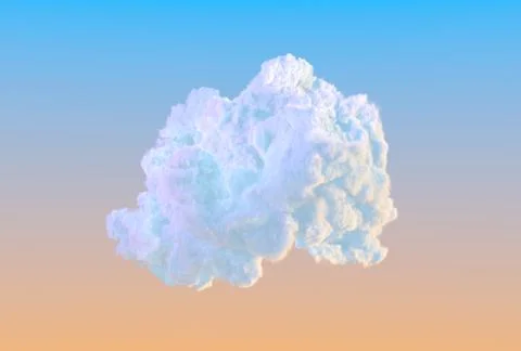 One cute large cloud at sunrise , cg nature 3D rendering Stock Illustration