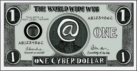 One Cyber Dollar Etching Stock Illustration