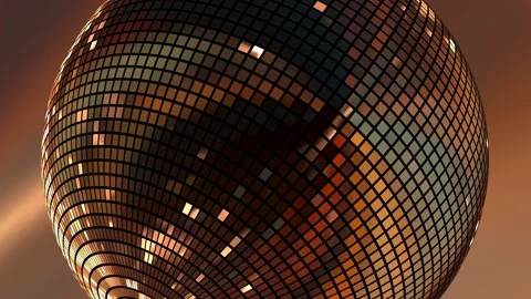 One dark mirror disco ball spins close-up 3D 4K looped animation Stock Footage 213325882