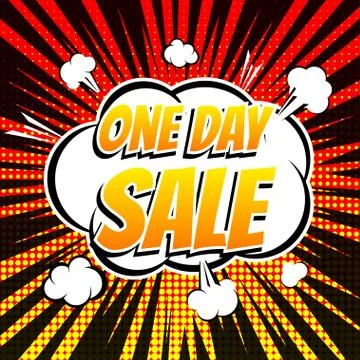One day comic book bubble text retro style Stock Illustration