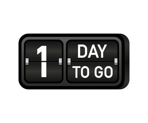 One day to go clock, darck emblem banner. Vector illustration. Иллюстрация