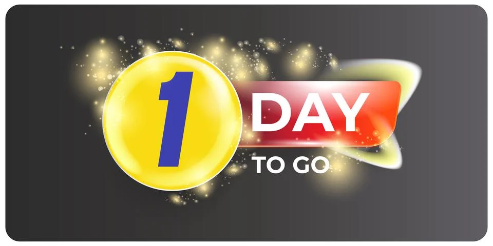 One day to go countdown grey horizontal banner design template. 1 day sale Stock Illustration