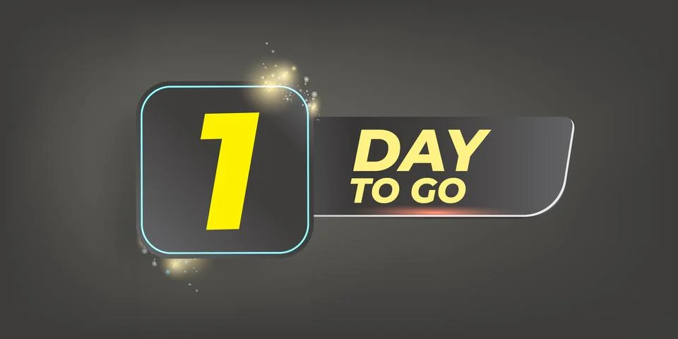 One day to go countdown grey horizontal banner design template. 1 day sale 스톡 일러스트