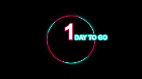 One day to go neon text countdown animation with spinning dual color glow o.. 스톡 동영상 343658734