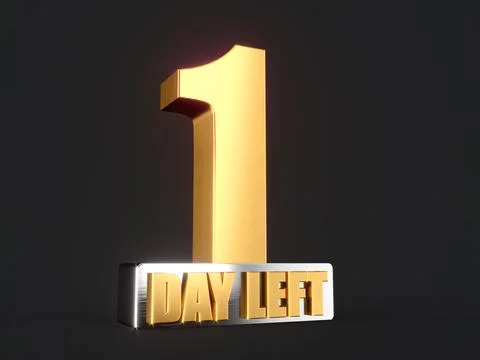 One Day Left Only 1 day left Design template Countdown left days banner. co.. Illustrazione stock