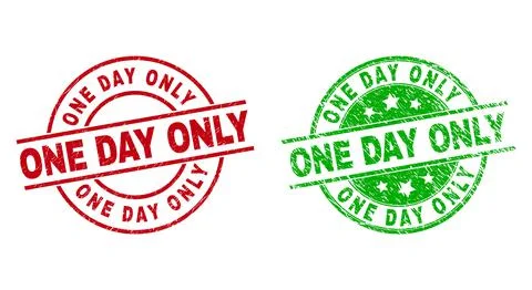 ONE DAY ONLY Round Badges Using Grunged Style Stock Illustration