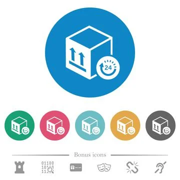 One day package delivery flat round icons Illustration