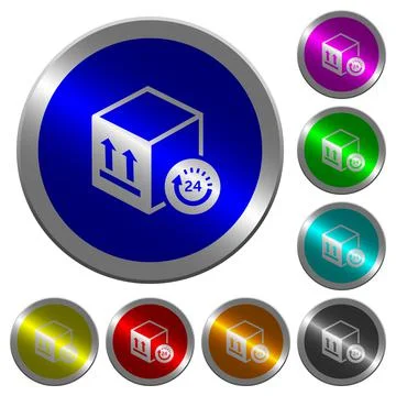 One day package delivery luminous coin-like round color buttons Stock Illustration
