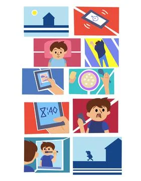 One day of the student's life. Stock Illustration