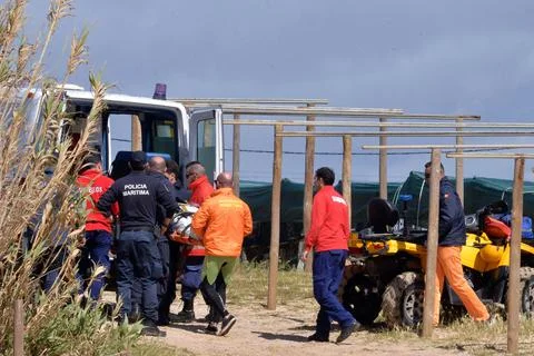 One dead, two missing in a paragliding accident in Sesimbra, Portugal - 09 Apr 2 Stock Photos