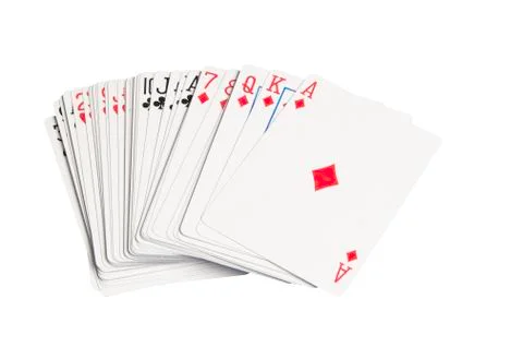 One deck of playing cards spread out ready for use Stock Photos
