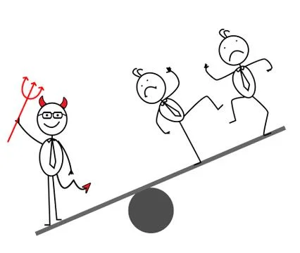 One Devil business man on a scale is worth his weight Stock Illustration