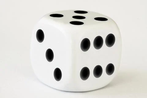 One dice on white background - close up macro stock photography Stock Photos