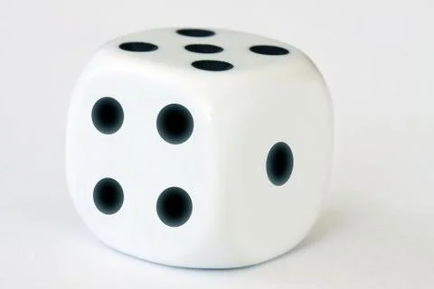 One dice on white background - close up macro stock photography Stock Photos