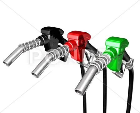 One diesel and two gasoline pump nozzle Stock Illustration
