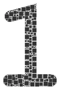 One Digit Composition of Squares and Circles 스톡 일러스트