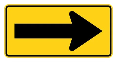 One direction large arrow sign, W1-6R, US road sign Stock Illustration