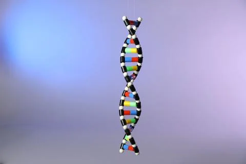 One DNA structure model on color background 스톡 사진