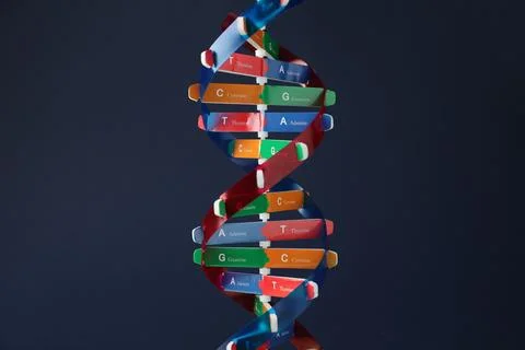 One DNA structure model on dark background 写真素材